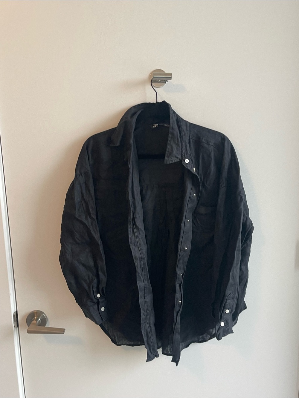 Zara Black Linen Blend Top